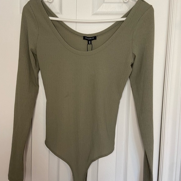 Dynamite Sage Green Longsleeve Bodysuit - Picture 4 of 4